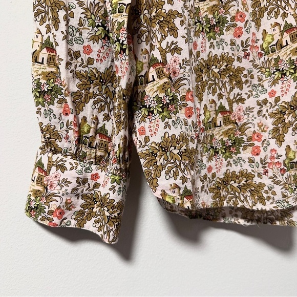 Talbots Tuscan Villa Print Blouse Ruffle Button Neckline Women’s Sz Large Spring - Picture 8 of 15